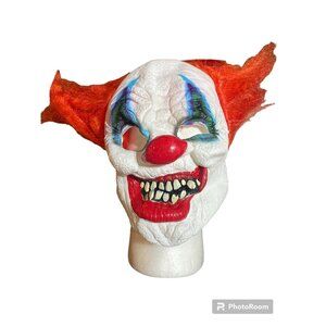 Happy Halloween Clown Mask Red Hair Creepy Evil Scary Ugly Adult Size Rubber